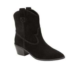 NIB! Lisa Vicky Sway Pointed Toe Suede Western Black Bootie - Size 7